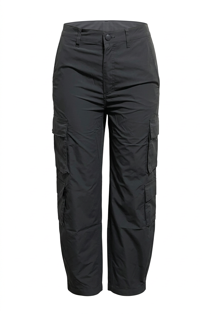 Charcoal cargo pants, front