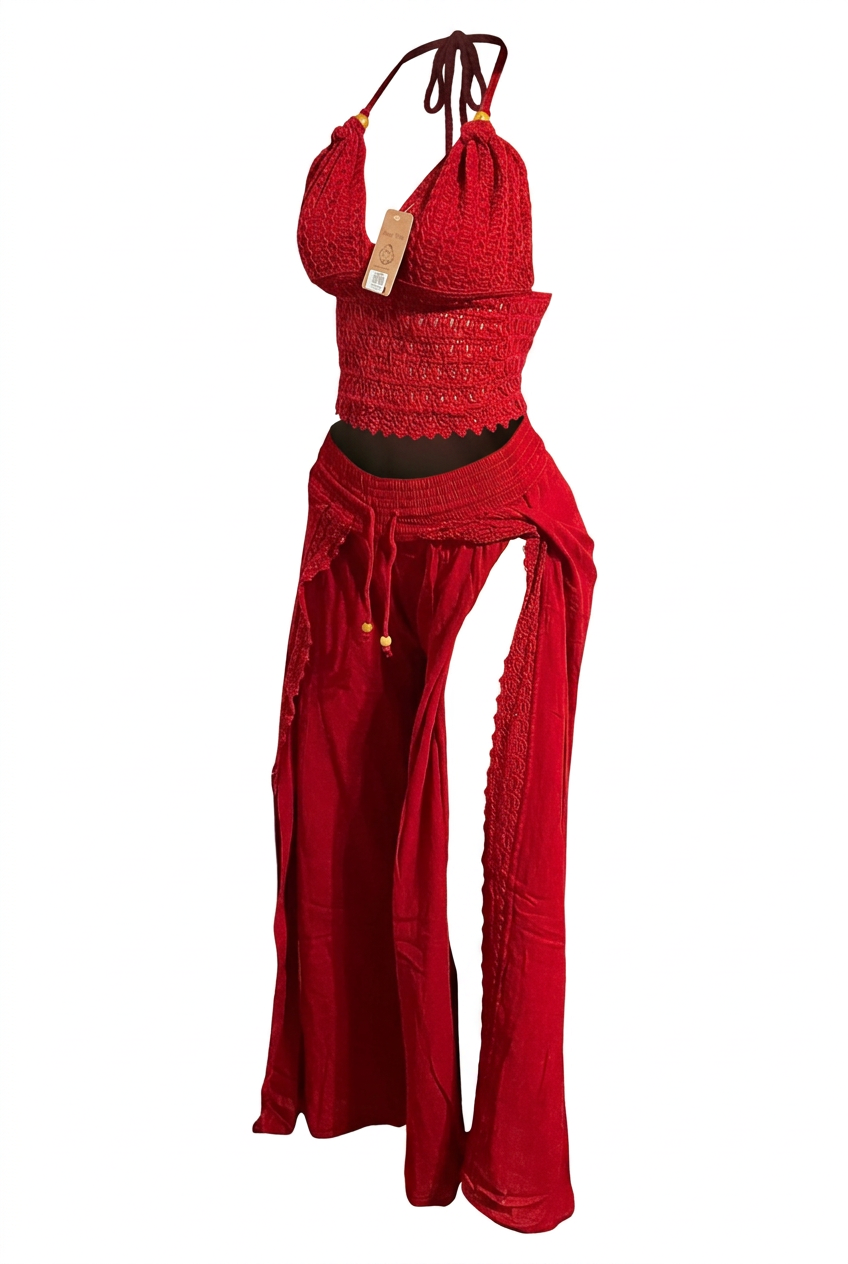 Red set, angled view