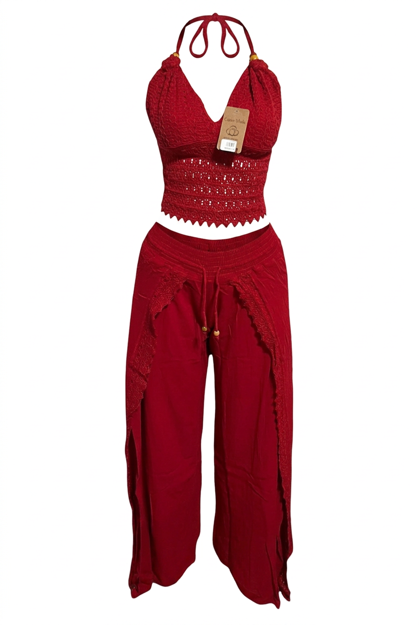 Red two-piece set with mannequin removed