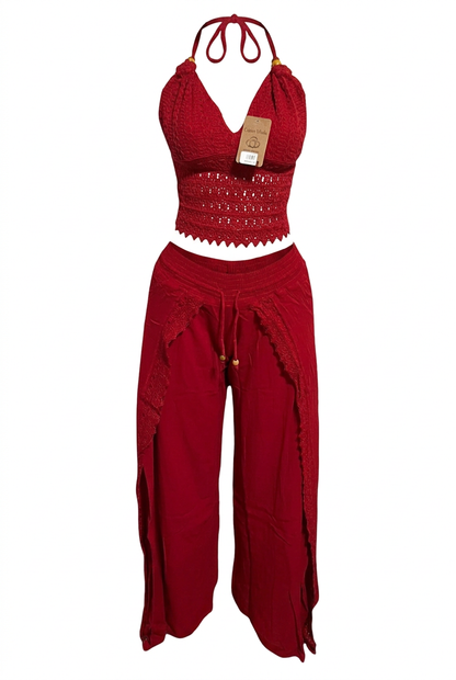 Red two-piece set with mannequin removed