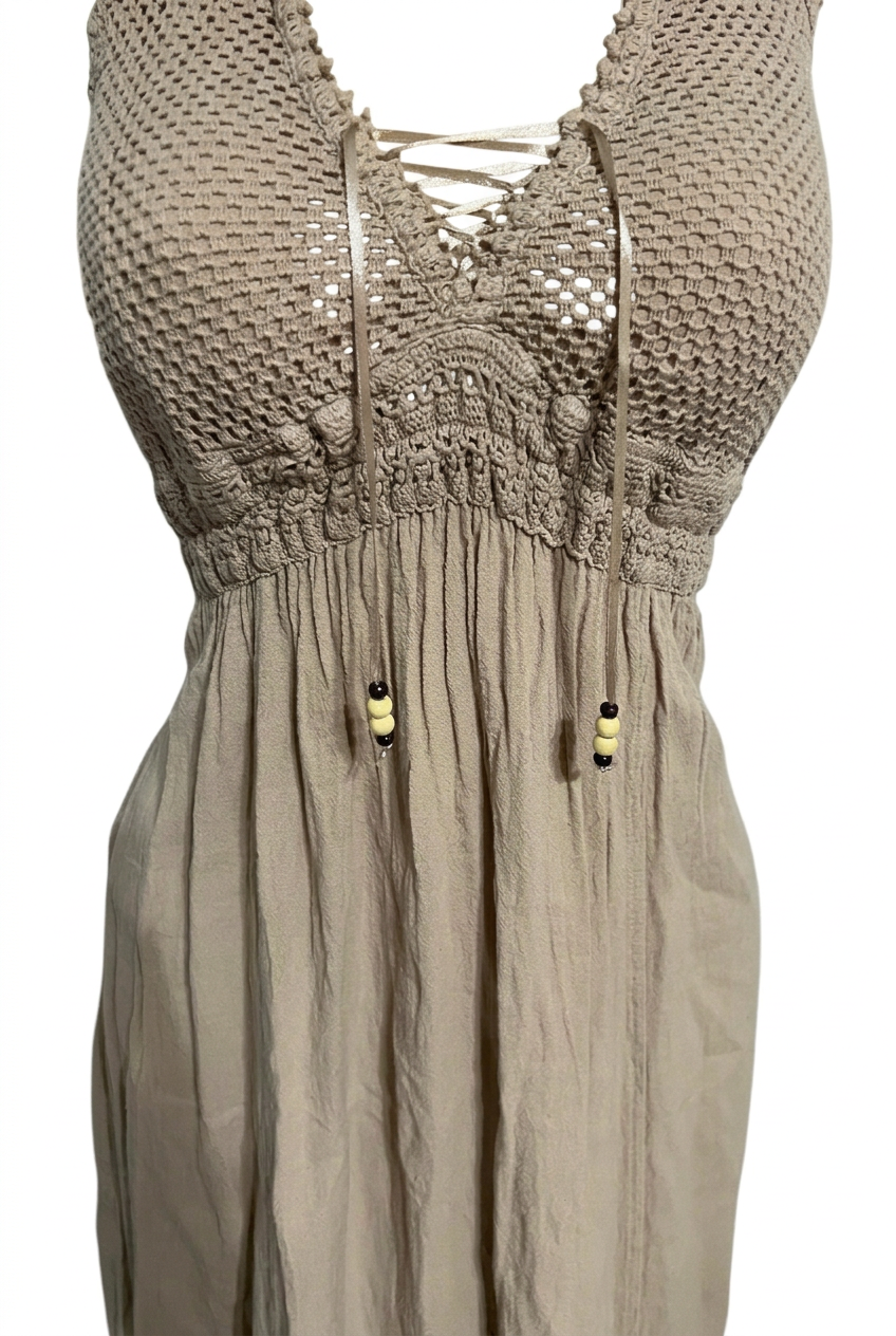 Taupe dress, close-up without mannequin