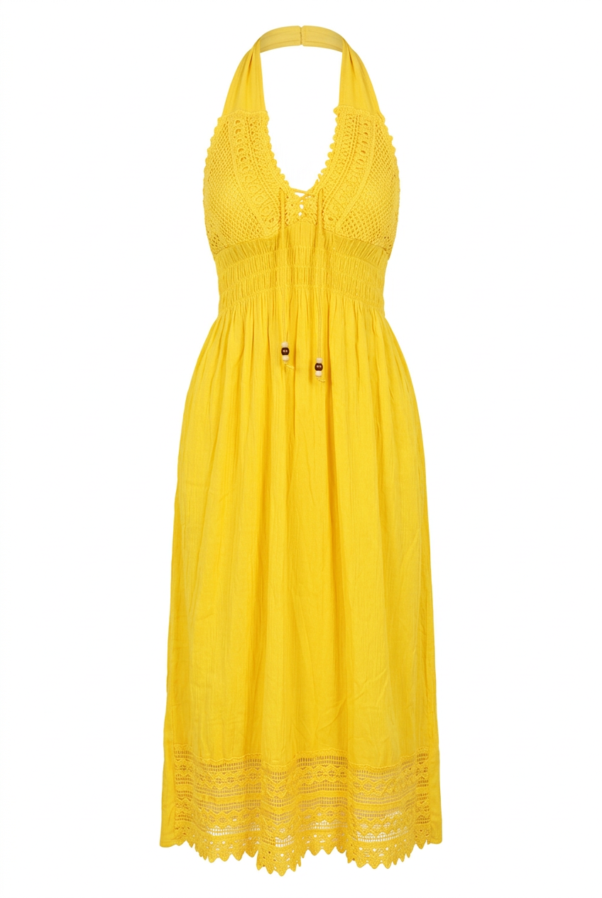 Yellow dress, front without mannequin or hat