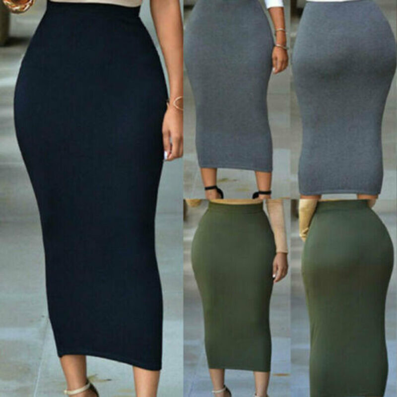 SLIM HIGH WAIST STRETCH PENCIL SKIRT