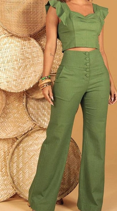 WOMEN'S TWO-PIECE TOP HIGH WAIST PANTS